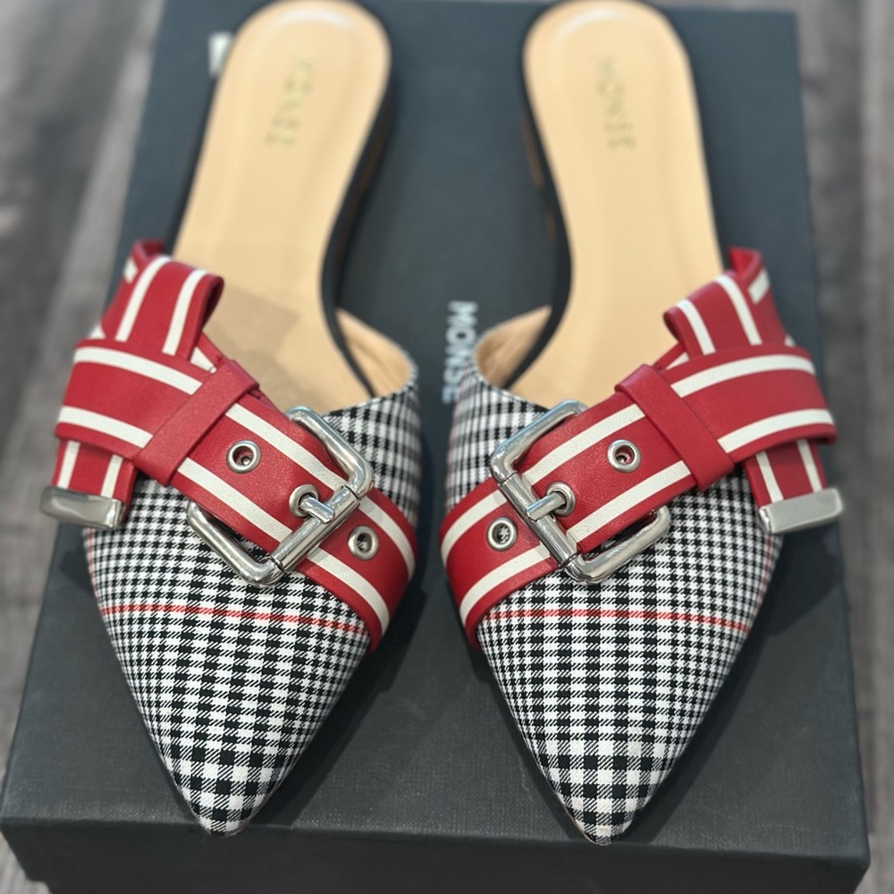 MONSE Red and Black Women's Mules